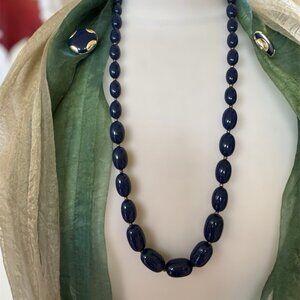 Vintage 1930s,Woman,Necklace+Polka Dot Earrings Style Blue Glass Bead.!